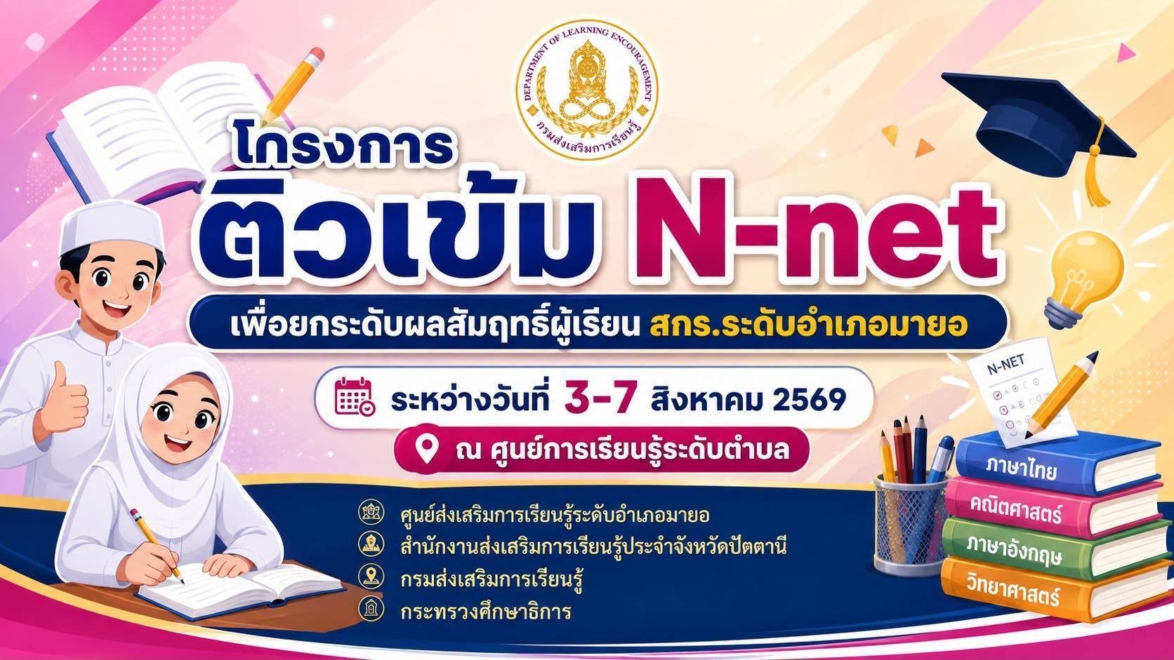 🌸สกร.ระดับอำเภอมายอ จัดกิจกรรมโครงการติวเข้ม  N-net เพื่อยกระดับผลสัมฤทธิ์ผู้เรียน สกร.ระดับอำเภอมายอ